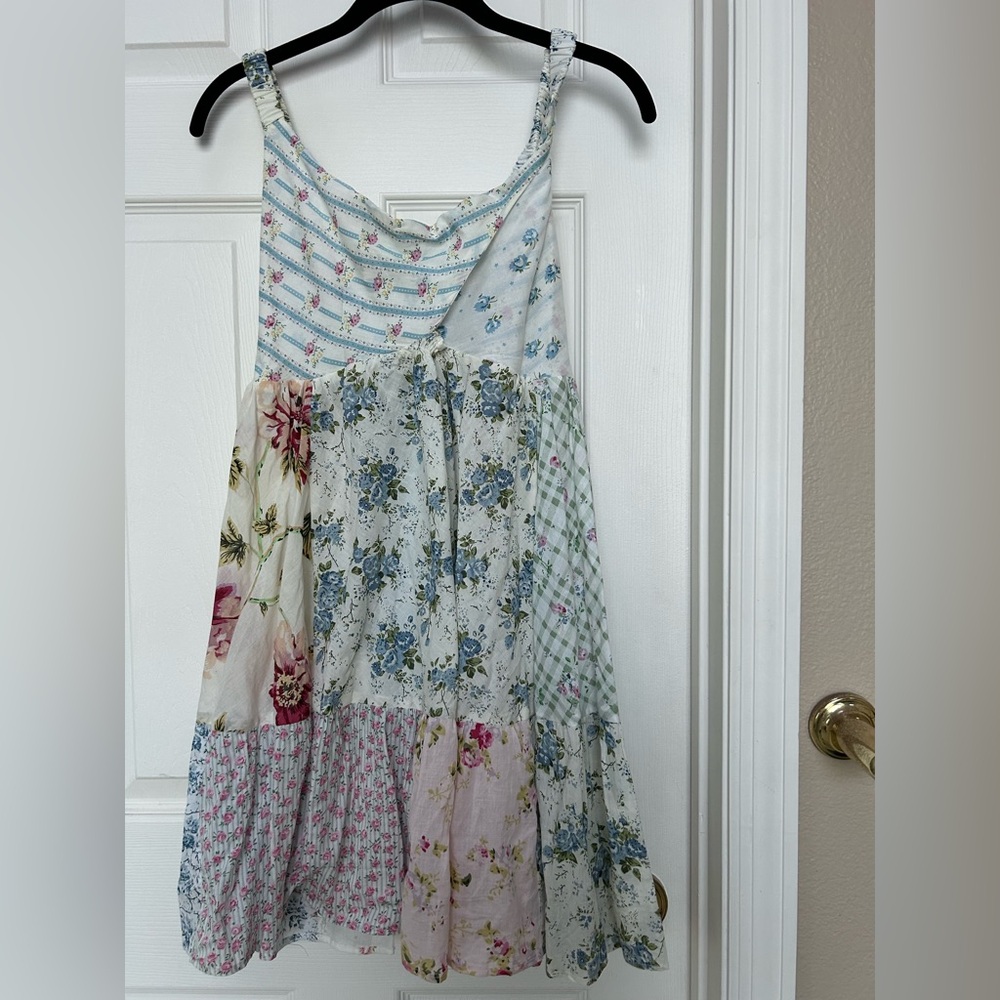 CB Positano Floral Patchwork Sundress in Pastel Blue and Pink